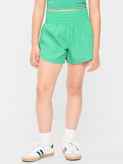 Image number 1 showing, High-Waisted Dolphin-Hem Run Shorts for Girls