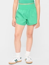 Image number 1 showing, High-Waisted Dolphin-Hem Run Shorts for Girls