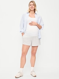 Image number 1 showing, Maternity Fleece Pull-On Shorts -- 5-inch inseam