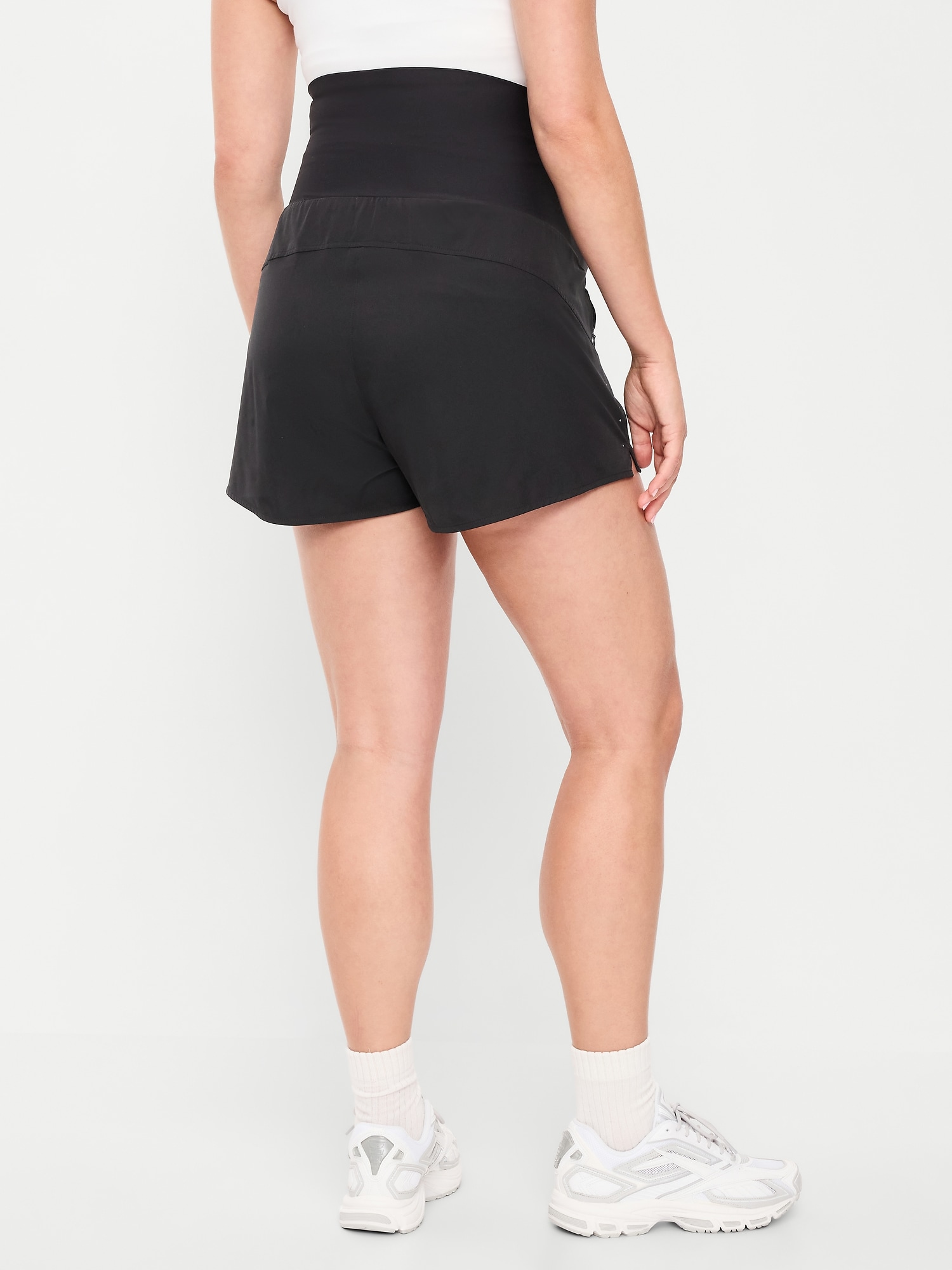 Maternity Rollover-Waist StretchTech Run Shorts - 3-inch inseam