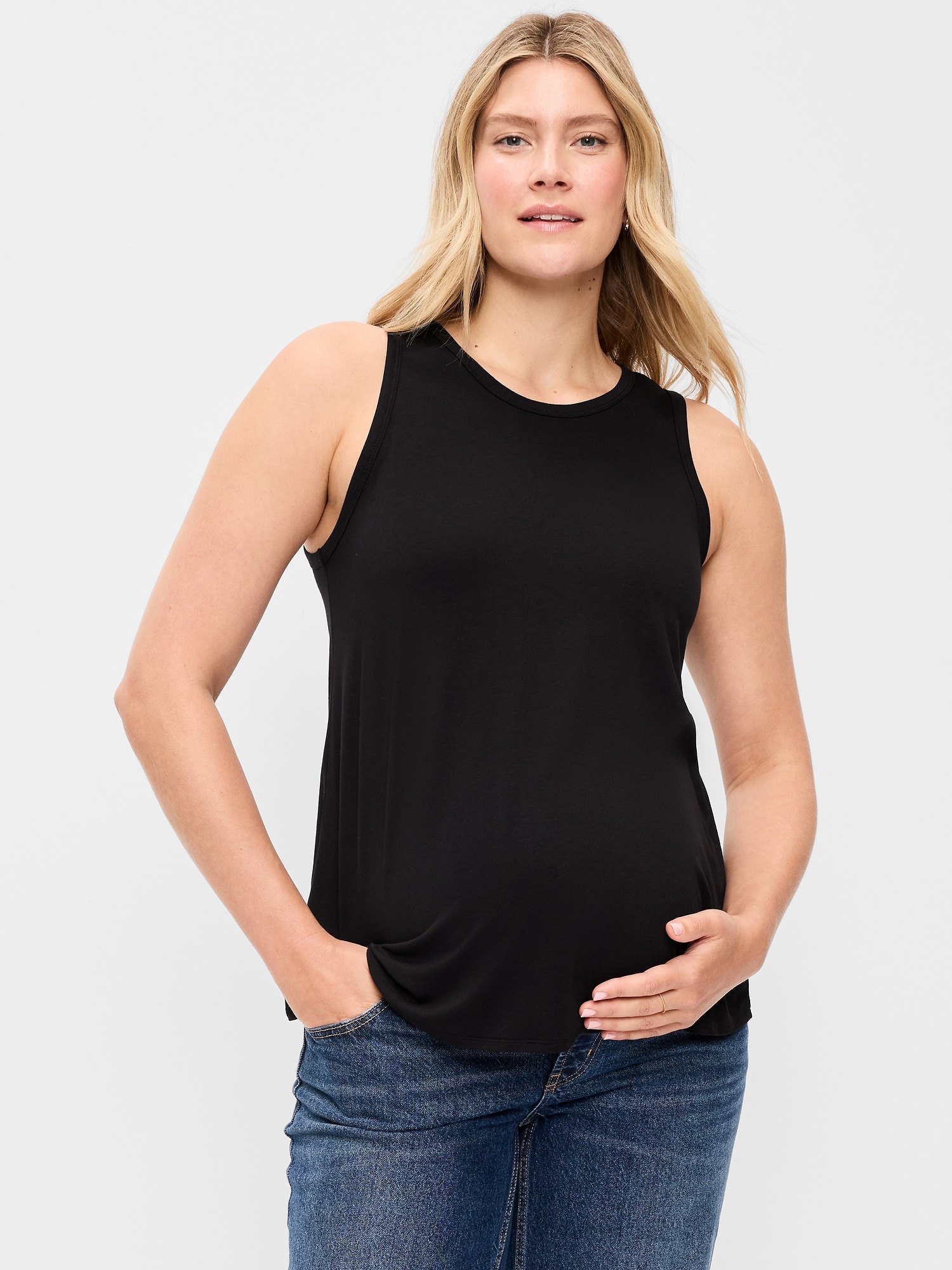 Maternity High-Neck Relaxed Tank Top