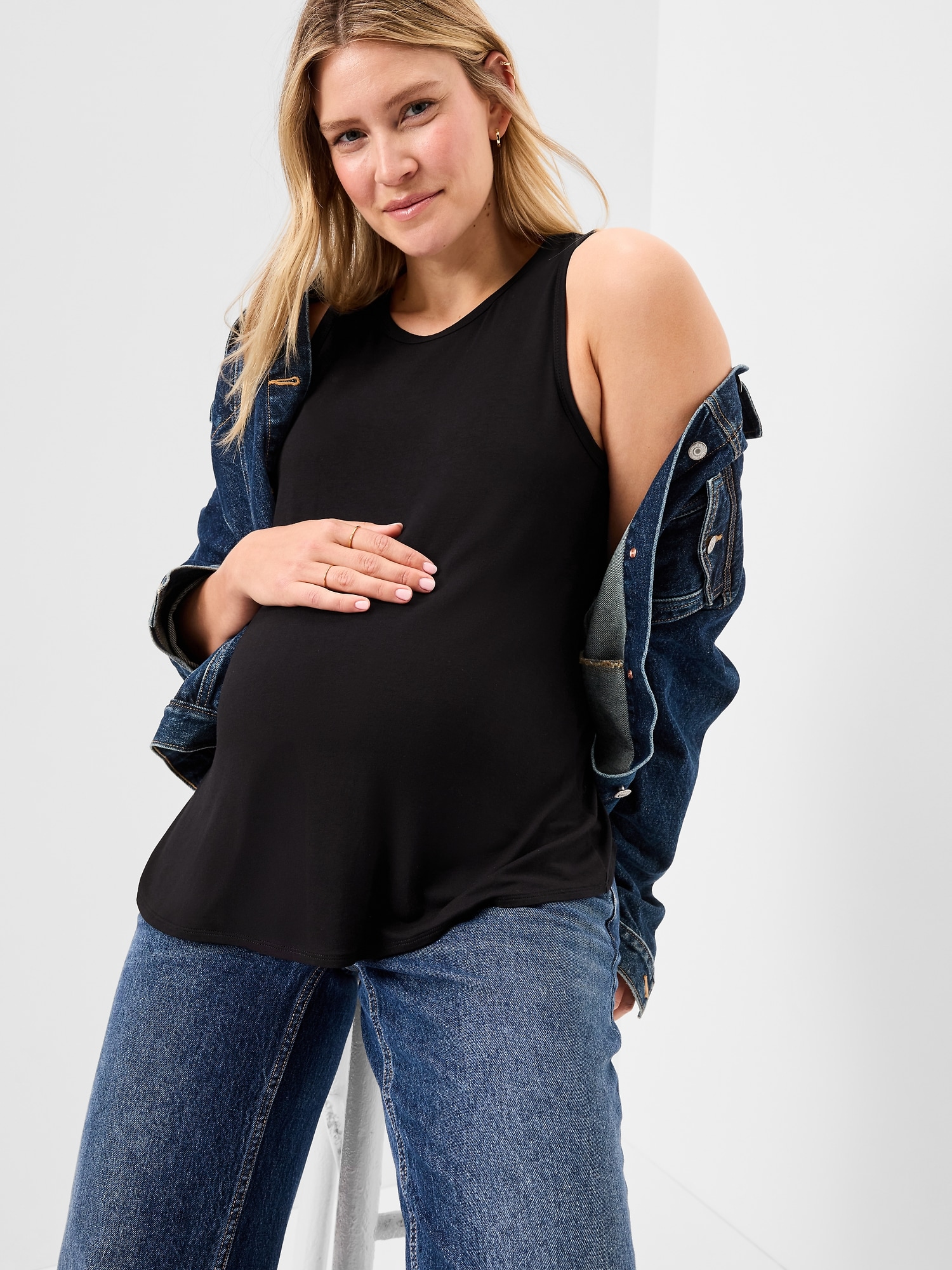 Maternity High-Neck Relaxed Tank Top