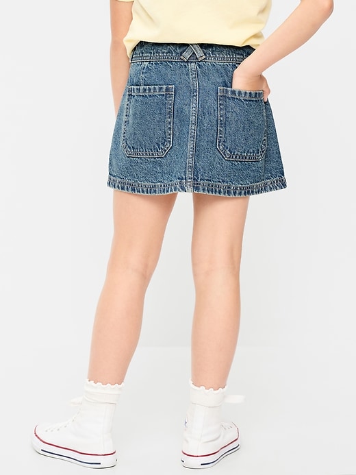 Image number 2 showing, Pleated Utility Denim Skirt for Girls