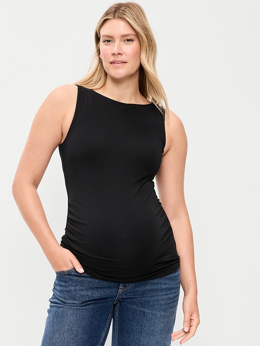 Image number 1 showing, Maternity Slit-Neck Tank Top