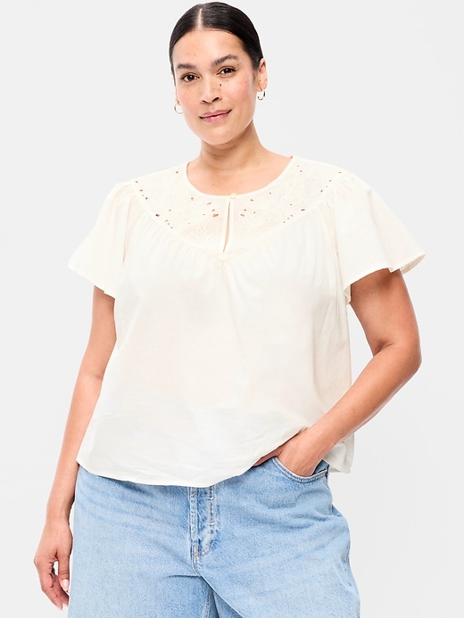 Image number 7 showing, Short-Sleeve Embroidered Trousseau Top