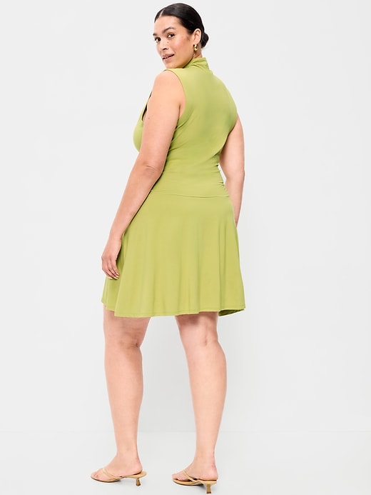 Image number 9 showing, Gathered Mock-Neck Drop-Waist Mini Dress