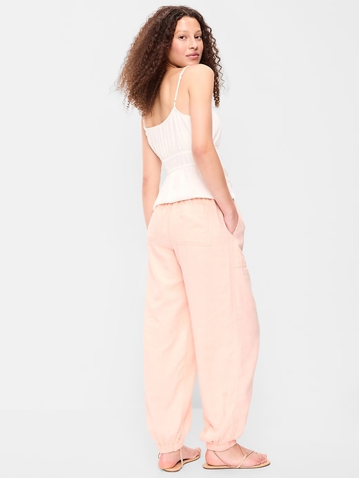 Image number 3 showing, Mid-Rise Linen-Blend Cinched-Ankle Pants