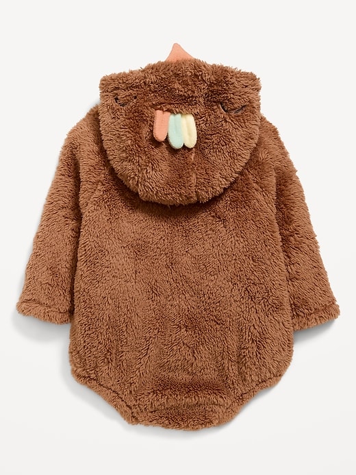Image number 3 showing, Long-Sleeve Critter Fleece Hooded One-Piece Romper for Baby
