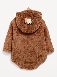 Image number 3 showing, Long-Sleeve Critter Fleece Hooded One-Piece Romper for Baby