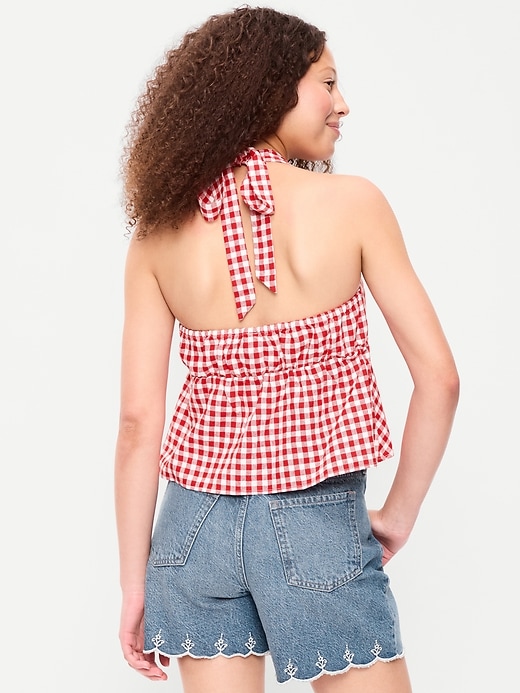 Image number 2 showing, Linen-Blend V-Neck Halter Top