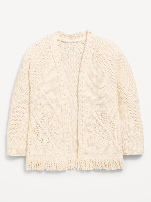 Image number 1 showing, Open-Front Fringed-Hem Sweater for Toddler Girls