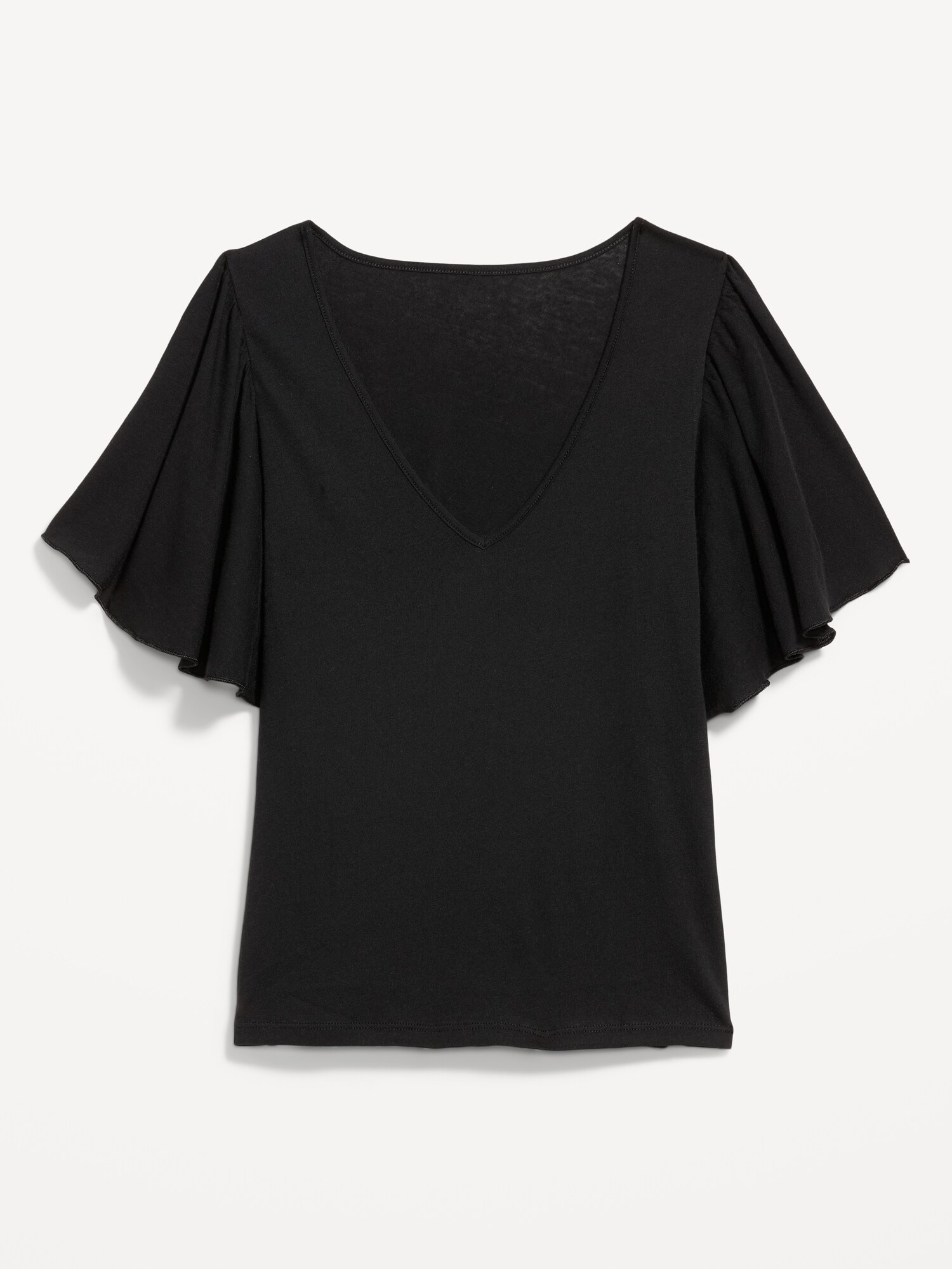Женский топ Old Navy V-Neck Flutter Sleeve Top, цвет: Чёрный — фото 4