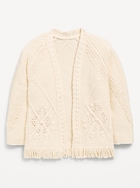 Image number 1 showing, Open-Front Fringed-Hem Sweater for Toddler Girls