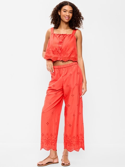 Image number 1 showing, High-Waisted Cut Out Wide-Leg Pant