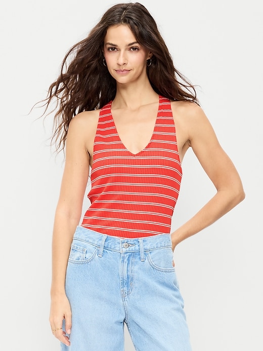Image number 1 showing, Sleeveless Ribbed Loop-Back Tank Top