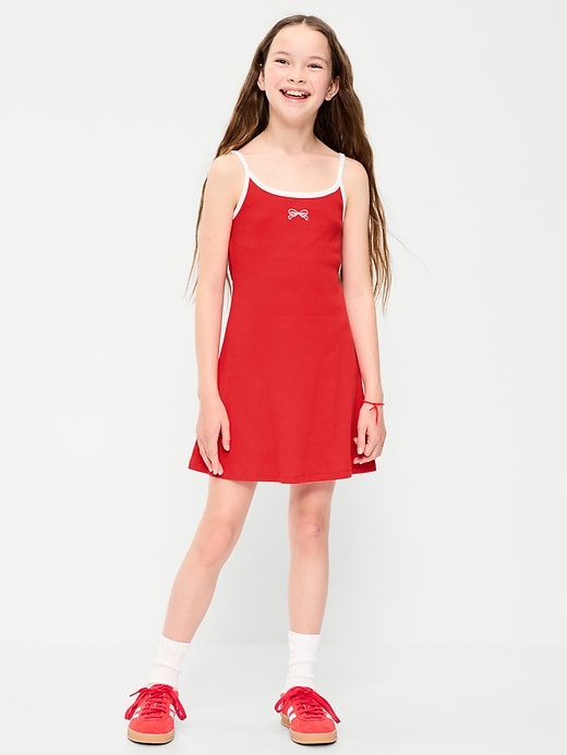 Image number 1 showing, Sleeveless Fitted Ribbed Swing Dress for Girls