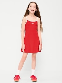 Image number 1 showing, Sleeveless Fitted Ribbed Swing Dress for Girls