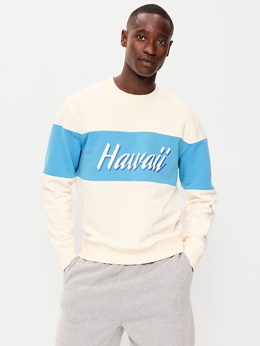 Image number 1 showing, Loose Color-Block Crew-Neck Sweatshirt