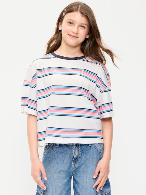 Oversized Short-Sleeve Cropped T-Shirt for Girls