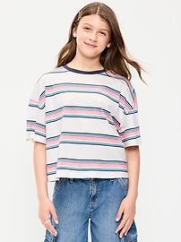 Image number 1 showing, Oversized Short-Sleeve Cropped T-Shirt for Girls