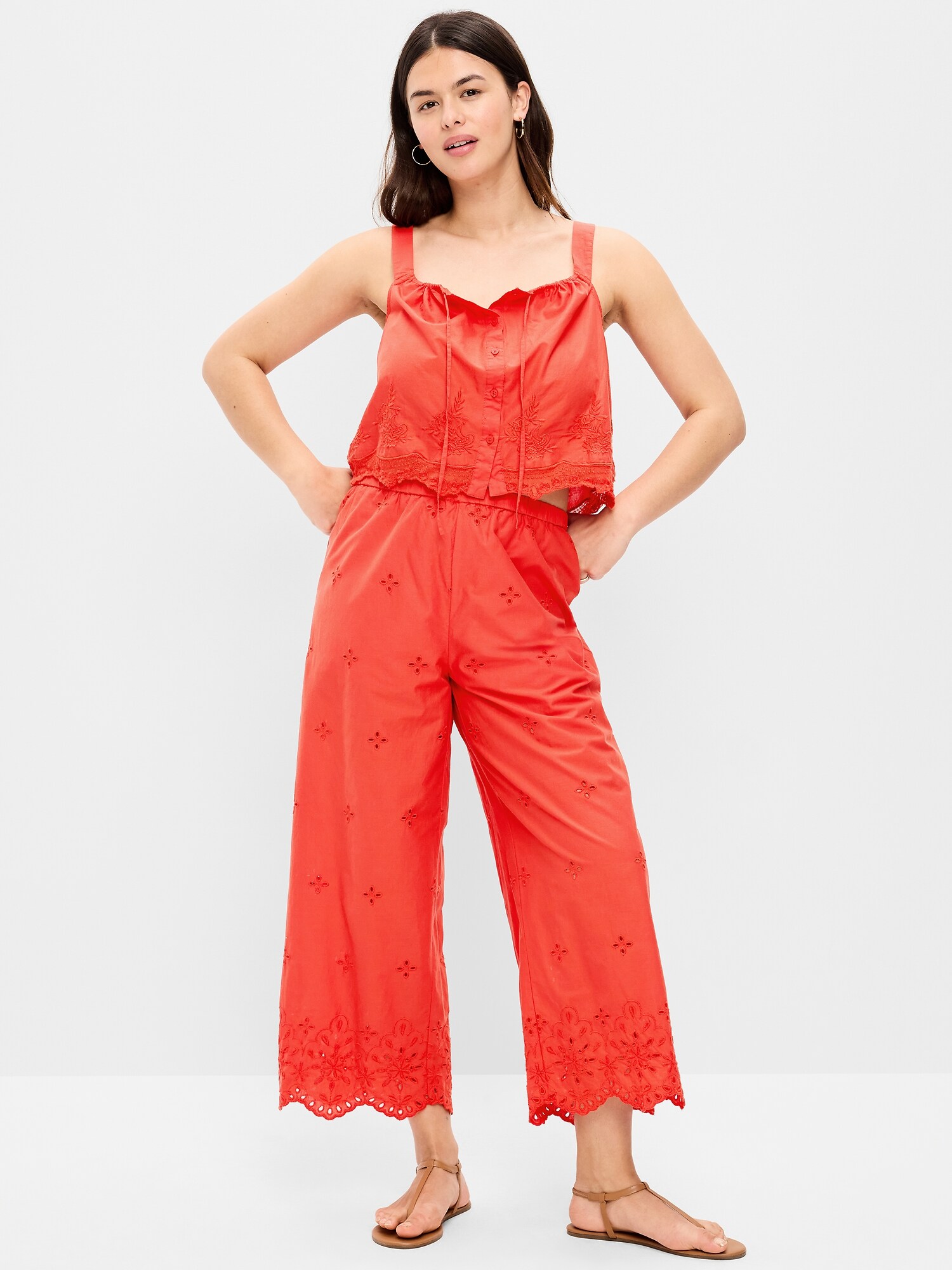 Женские брюки Old Navy High-Waisted Cut Out Wide-Leg Pant, цвет: Оранжевый — фото 6