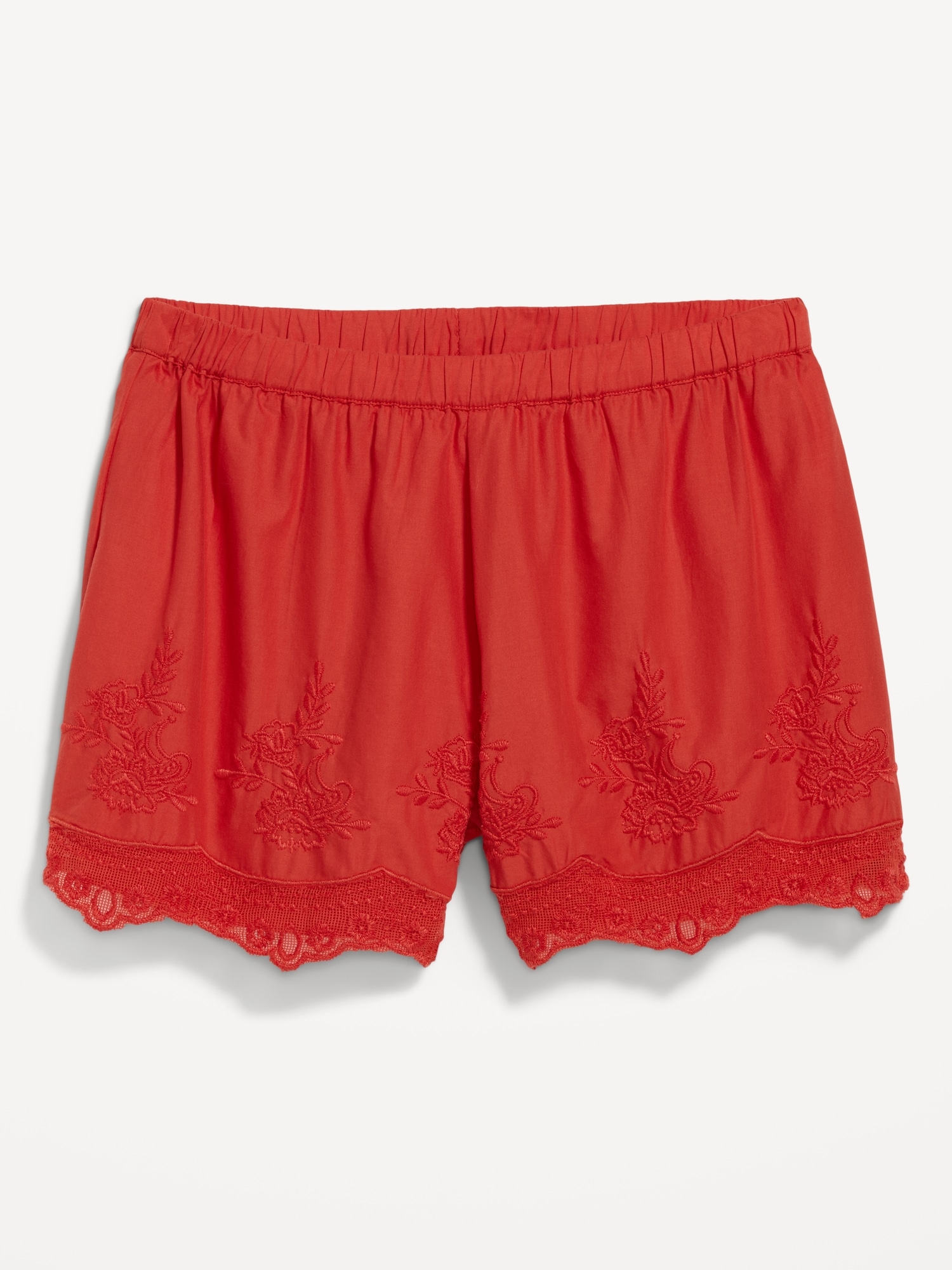 High-Waisted Lace-Trim Shorts