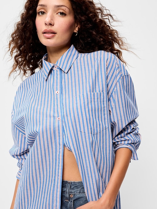 Image number 1 showing, Oversized Button-Down Boyfriend Shirt