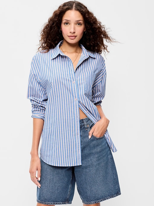Image number 4 showing, Oversized Button-Down Boyfriend Shirt