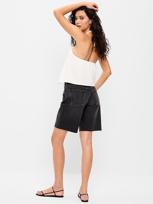Image number 3 showing, Mid-Rise Baggy Jean Shorts -- 9-inch inseam