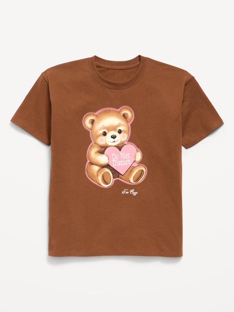 Oversized Short-Sleeve Graphic Tunic T-Shirt for Girls