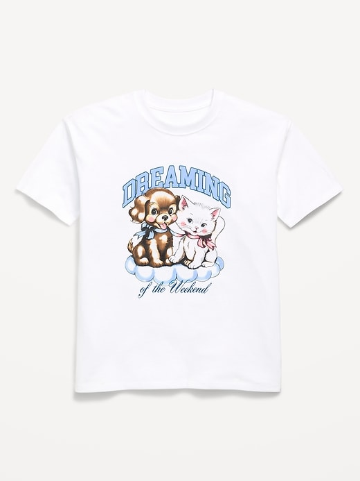 Image number 1 showing, Oversized Short-Sleeve Graphic Tunic T-Shirt for Girls