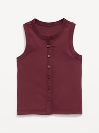 Image number 1 showing, Fitted Sleeveless Ribbed Button-Front Top for Girls