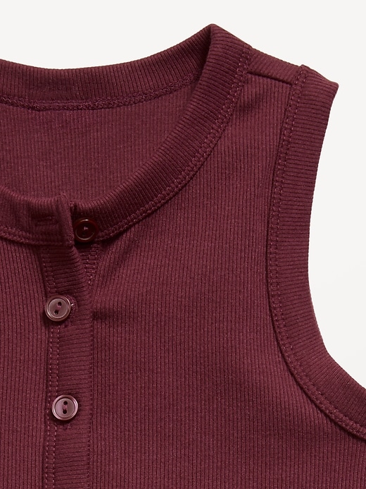 Image number 2 showing, Fitted Sleeveless Ribbed Button-Front Top for Girls