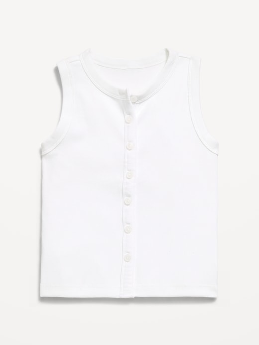 Image number 2 showing, Fitted Sleeveless Ribbed Button-Front Top for Girls