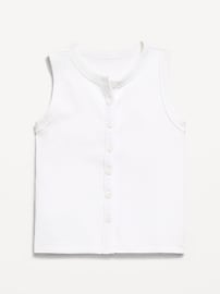 Image number 2 showing, Fitted Sleeveless Ribbed Button-Front Top for Girls