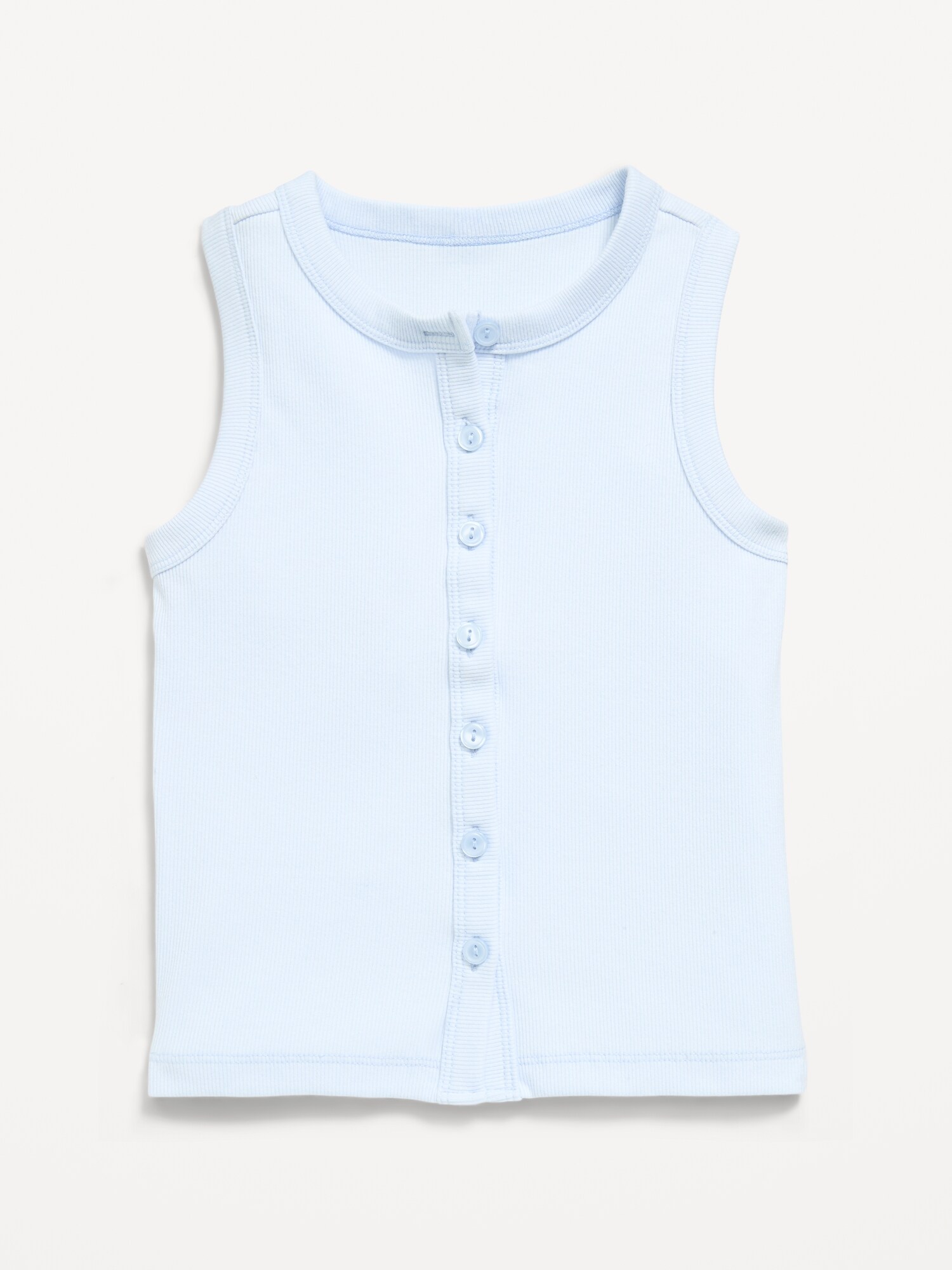 Топ Old Navy Fitted Sleeveless Ribbed Button-Front Top для девочек, цвет: Contrail — фото 2