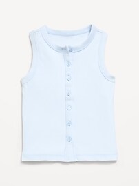 Image number 2 showing, Fitted Sleeveless Ribbed Button-Front Top for Girls