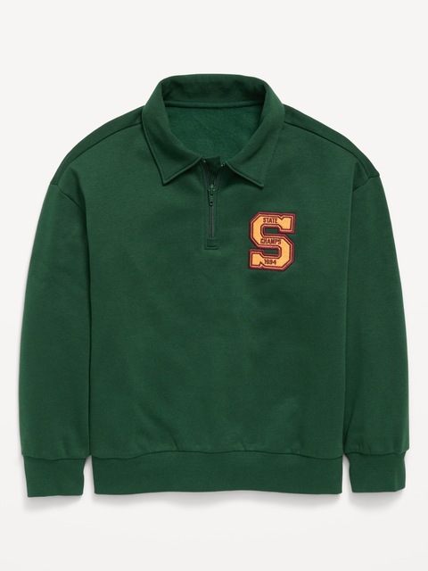 Oversized Collared Fleece Quarter-Zip for Boys