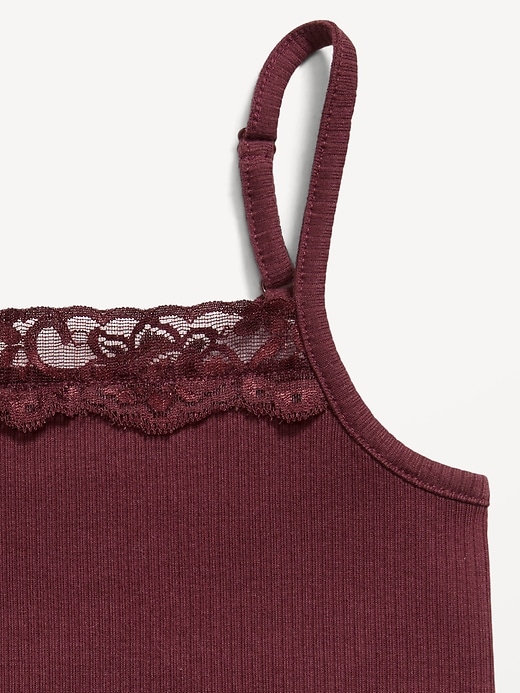 Image number 2 showing, Fitted Ribbed Lace-Trim Cami for Girls