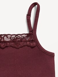 Image number 2 showing, Fitted Ribbed Lace-Trim Cami for Girls
