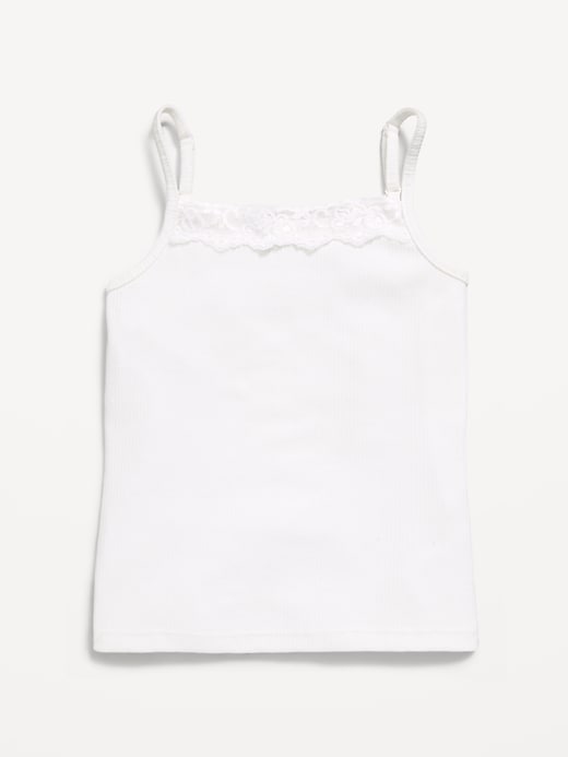 Image number 1 showing, Fitted Ribbed Lace-Trim Cami for Girls