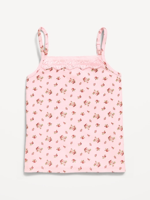 Image number 1 showing, Fitted Ribbed Lace-Trim Cami for Girls