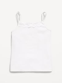 Image number 1 showing, Fitted Ribbed Lace-Trim Cami for Girls