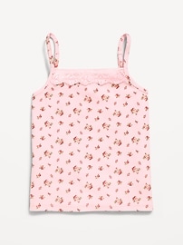 Image number 1 showing, Fitted Ribbed Lace-Trim Cami for Girls
