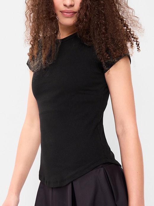 Image number 4 showing, Fitted Crew-Neck Ribbed T-Shirt