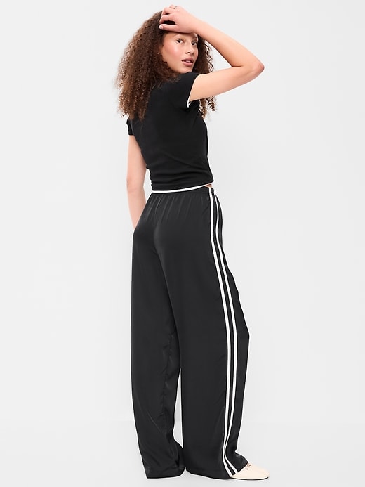 Image number 3 showing, High-Waisted Satin Track Pants