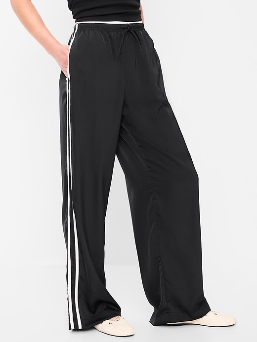 Image number 2 showing, High-Waisted Satin Track Pants