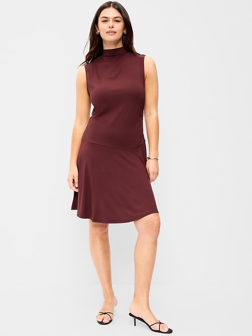 Image number 6 showing, Gathered Mock-Neck Drop-Waist Mini Dress