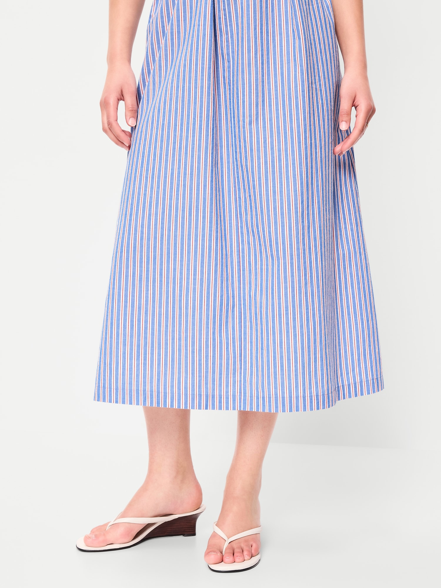 Sleeveless Wrap-Waist Midi Shirt Dress