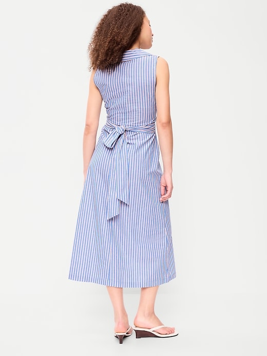 Image number 2 showing, Sleeveless Wrap-Waist Midi Shirt Dress